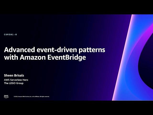 AWS re:Invent 2023 - Advanced event-driven patterns with Amazon EventBridge (COM301-R)