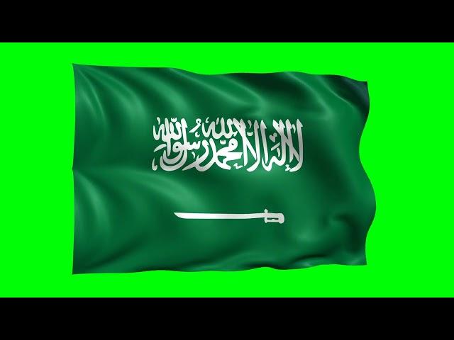 Saudi Arabia Waving Flag Green Screen Animation | Stock Footage | 3D Flag Animation | Royalty-Free