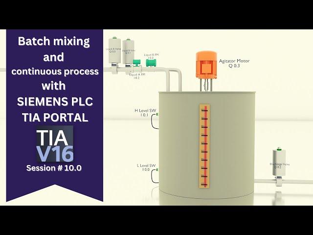 Batch mixing and continuous process control with Siemens PLC in TIA Portal