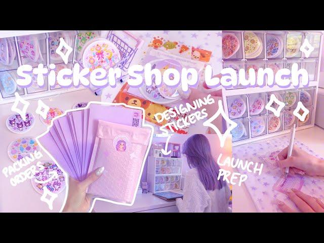 Opening a sticker shop  Launch day, packing orders, cozy studio vlog