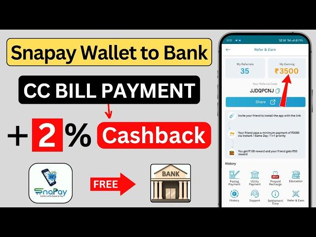 Snapay Wallet To Bank Transfer | Credit Card Bill Payment Cashback Offers | Snapay Refer and Earn 