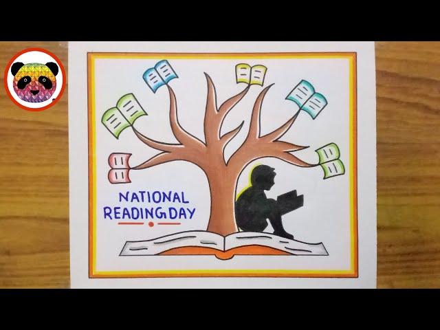 How to Draw Reading Day Drawing / Vayana Dinam Poster Drawing / National Reading Day Drawing