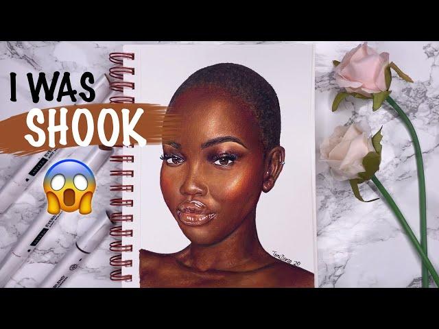 Drawing a REALISTIC PORTRAIT with Arteza Everblend Skin Tone Markers | Dark skin drawing tutorial