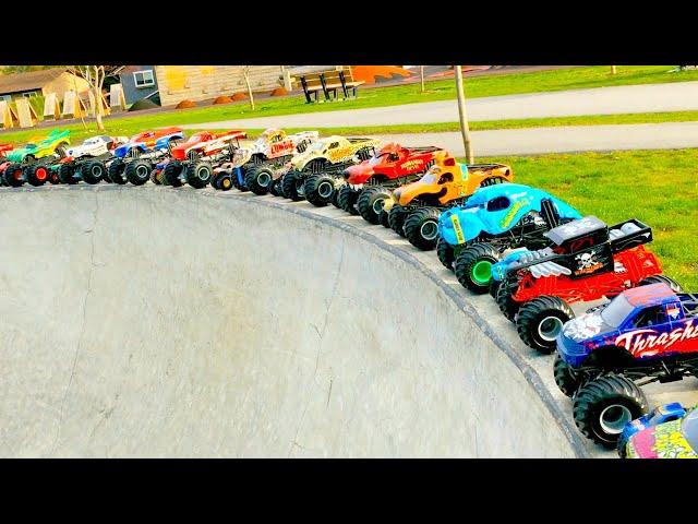 MONSTER JAM |  BIG & LITTLE MONSTER TRUCKS | HOT WHEELS SLIDE PLAY