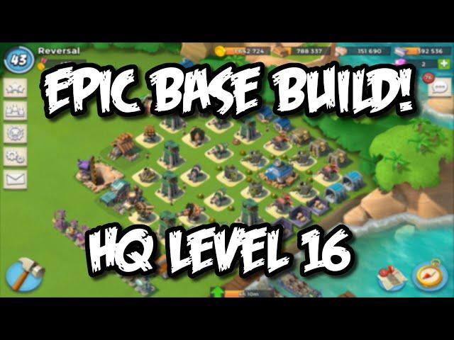 Boom Beach - Headquarter 16 Base Build Layout | Defense Base Build Strategy!