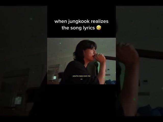 o my gosh his reaction when jungkook realise the song lyrics  #bts #shorts