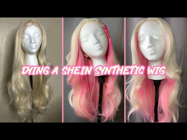 DYING A SYNTHETIC WIG FROM SHEIN | Acrylic Ink Method