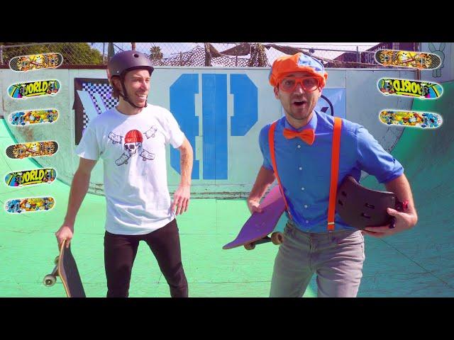 Blippi Learns about Skateboarding with Shaun White | Outdoor Activities for Kids