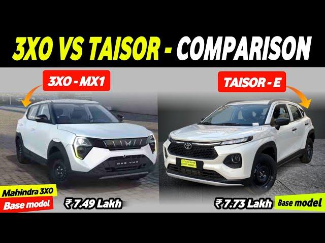 Mahindra 3XO MX1 vs Taisor E - Base Model Comparison | Mahindra 3XO vs Toyota Taisor Comparison