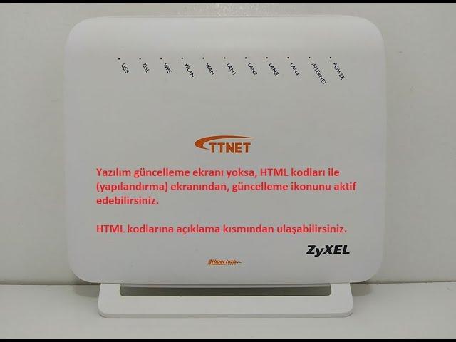 ZyXEL VMG3312-B10B, Yazılım güncelleme butonu aktif etme, HTML kodlarıyla.