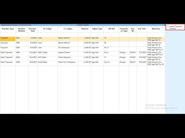 Tally Add On : Import Payment Voucher From Excel to Tally in TallyPrime software.