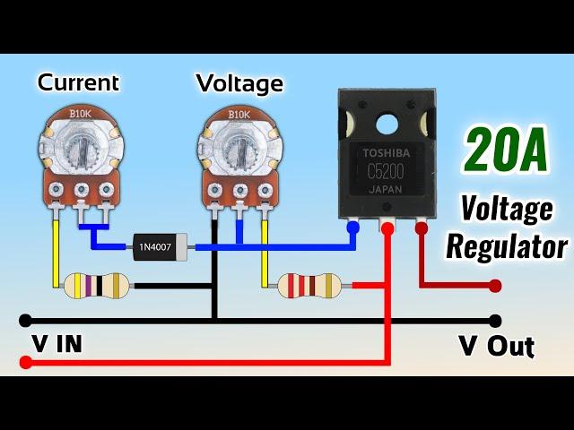 Simple voltage & current regulator using single Transistor 20A