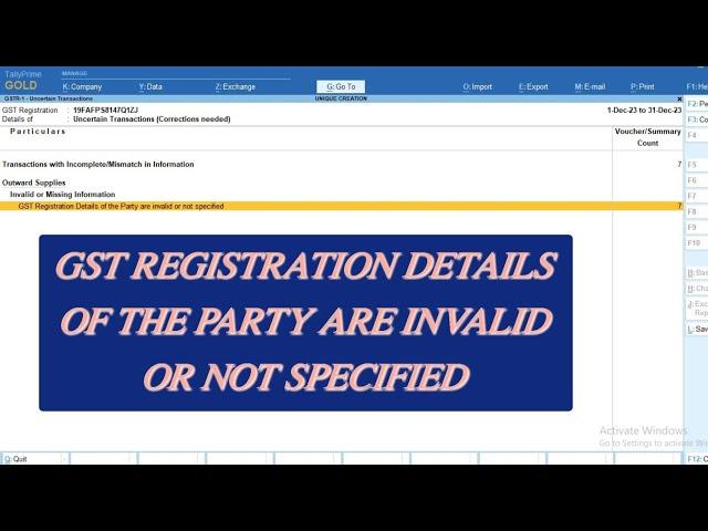 HOW TO SOLVE - #MISMATCH GSTIN/UIN IS NOT SPECIFIED/INVALID IN TALLY 4.0#Taxpayer_Type #Tax Deductor