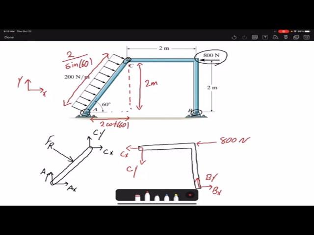 Statics Problem 6-72: frames and machines example