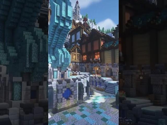 a medieval town square in minecraft timelapse #shorts #shortsvideo #minecraft #minecraftshorts