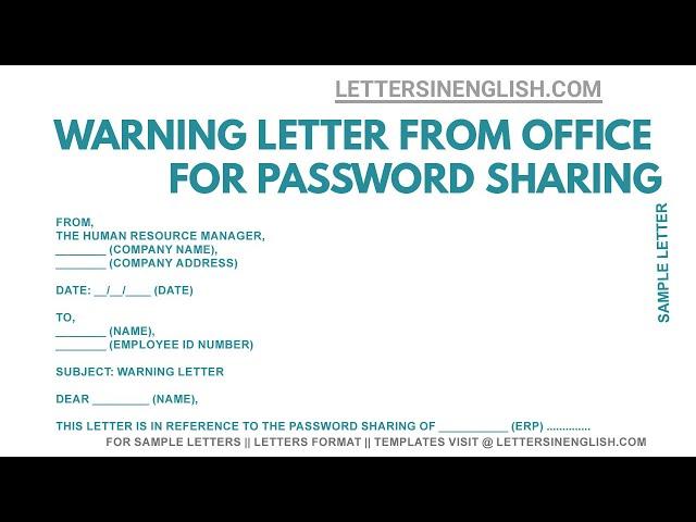 Warning Letter for Password Sharing - Sample Warning Letter from office