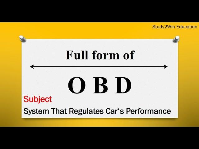 OBD ka full form | Full form of OBD in English | Subject - computer system inside of Car