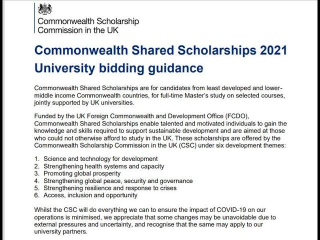 Urgent Info About Commonwealth Shared Scholarship 2021