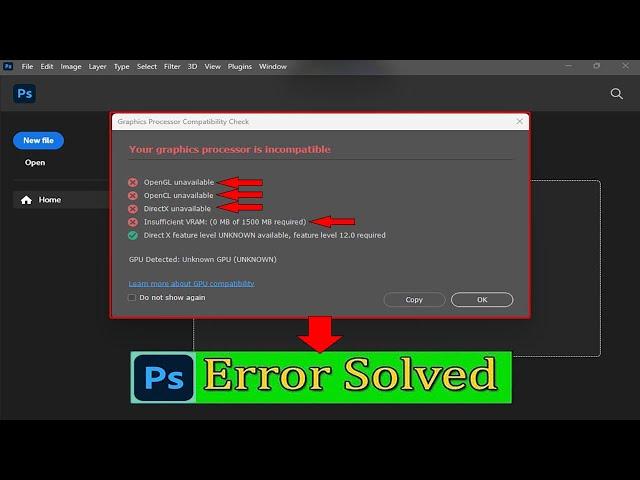 your graphic processor is incompatible photoshop 2024 | how to enable graphic processor in photoshop