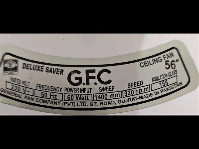 GFC Deluxe Saver Model Ceiling Fan 60 Watt, ceiling fan unboxing and watt consumption