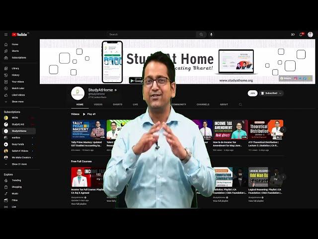 Free CA CS CMA Class on Study At Home Youtube Channel