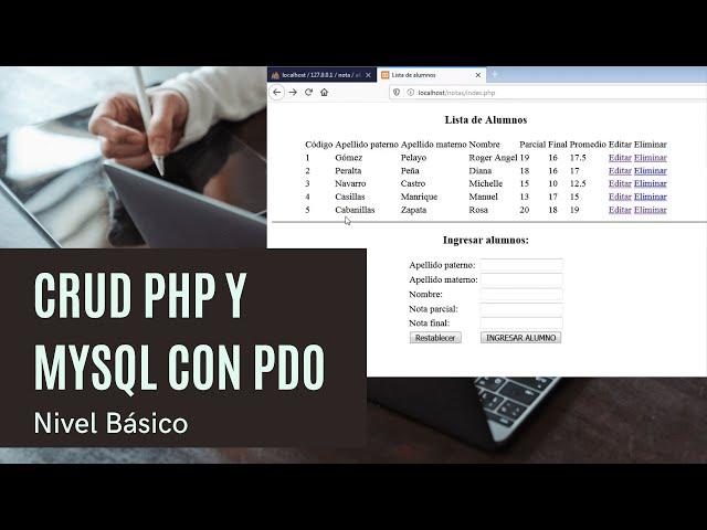 CRUD con PHP y MYSQL utilizando PDO - Ejemplo básico - Crear - Insertar - Editar y Eliminar