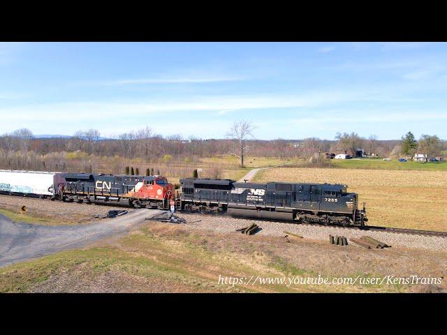 Norfolk Southern Train 12Z, with Canadian National locomotives, near Stuarts Draft