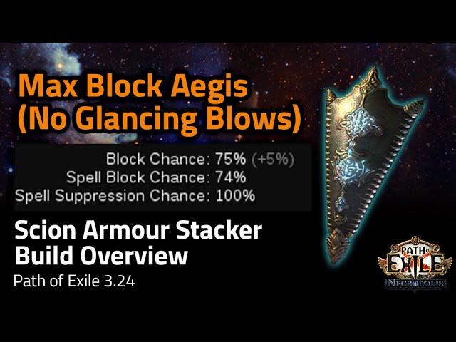 MAX BLOCK (No glancing blows) Scion Armour Stacker Overview - Path of Exile 3.24