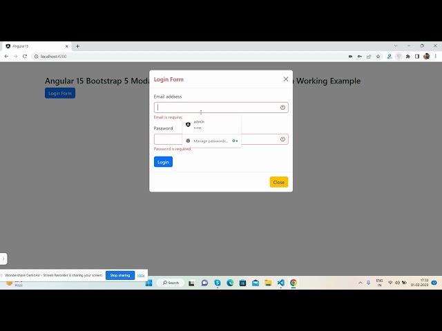 Angular 15 Bootstrap 5 Modal Popup Reactive Forms with Validation Working Example