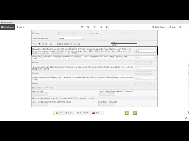 Are you filing return of income under seventh proviso to section 139(1) Yes or No | AY-2020-2021