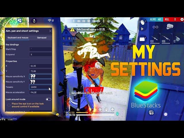 Bluestacks 5 NEW best headshot free fire settings , Keymapping + Custom HUD