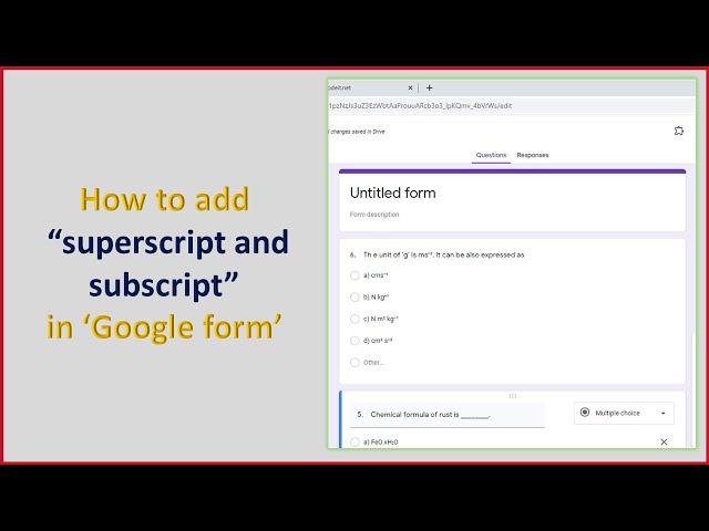 HOW TO ADD SUPERSCRIPT AND SUBSCRIPT IN GOOGLE FORM IN TAMIL