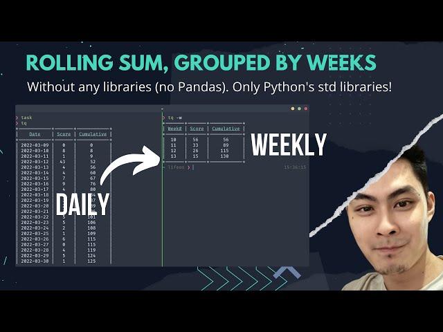 How to create Rolling Sum grouped by weeks (ISOWeek) with just Python (no pandas)