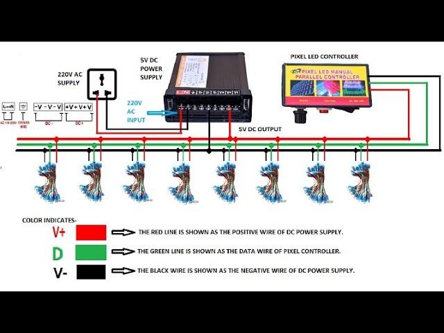 Pixel Light Parallel Connection Circuit Diagram || Pixel Led Parallel Connection