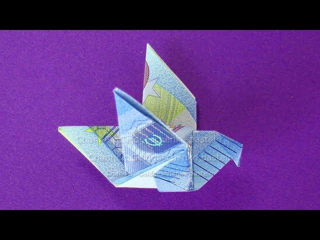 Geldscheine falten zur Hochzeit  Geld falten: Taube zum Geldgeschenke basteln - Origami Vogel