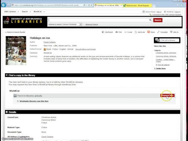 Requesting a Book through UNB Libraries Website