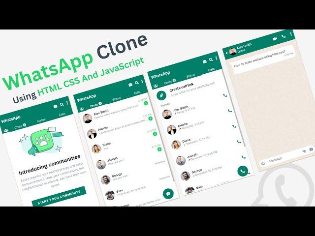 How to create a WhatsApp Clone using HTML CSS and JavaScript | Whatsapp Clone App.