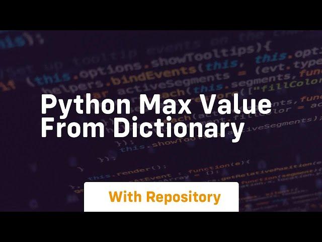 python max value from dictionary