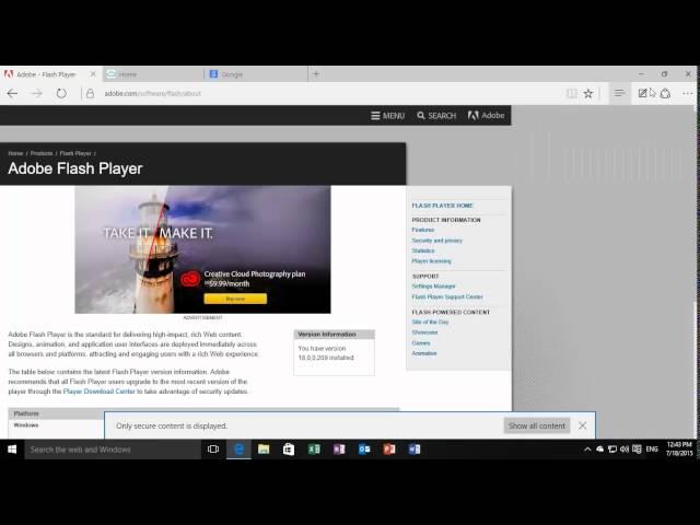 Windows 10 - How to Turn Off Adobe Flash player in the Edge browser