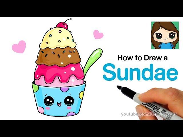 How to Draw an Ice Cream Sundae Easy and Cute
