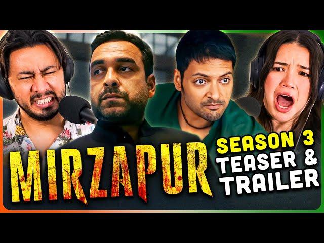 MIRZAPUR SEASON 3 TEASER & TRAILER Reaction! | Pankaj Tripathi | Ali Fazal | Shweta Tripathi