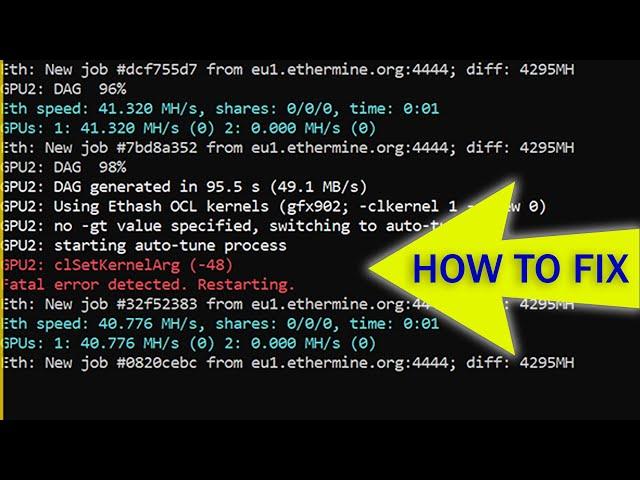 How to FIX clSetKernelArg Phoenix Miner Error. ETH GPU Mining Issue