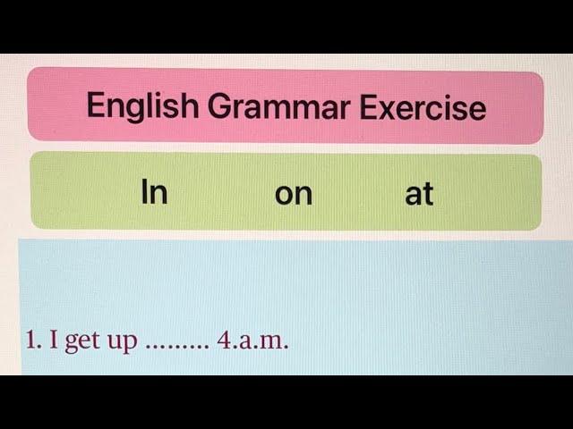 Prepositions : in at on | English Grammar