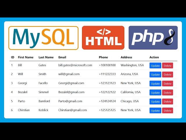 Fill HTML Table From MySQL Database Using PHP | Display MySQL Data in HTML Table