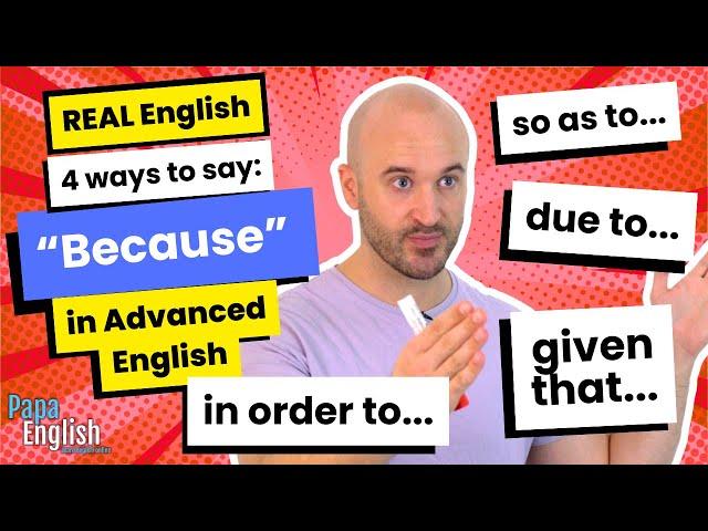 3 WAYS to say "BECAUSE" in English | PDF Study challenge!