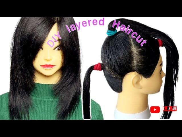 DIY ️LONG LAYERED  Haircut Point- Cutting Layers TUTORIAL