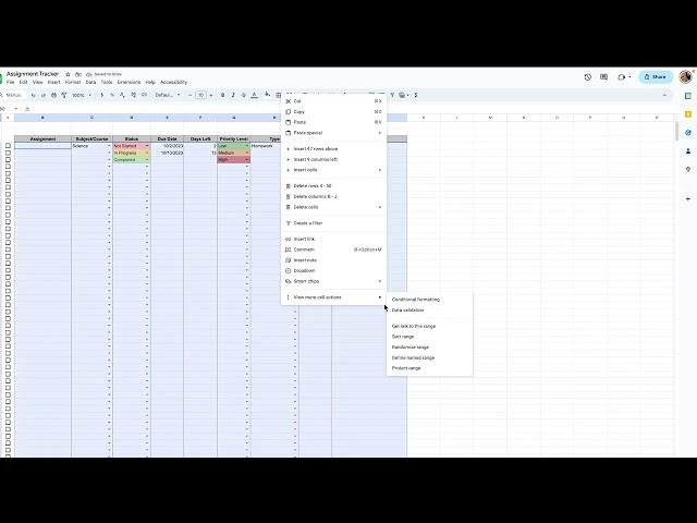 How to Make an Assignment Tracker | Google Sheets Tutorial
