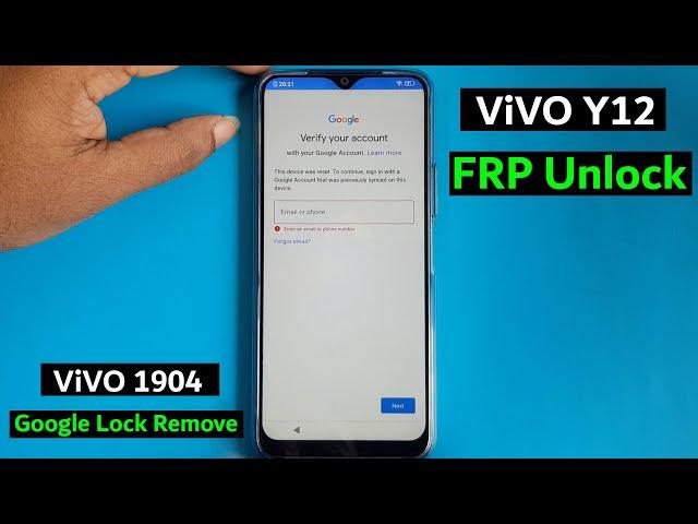 ViVO Y12 (1904) FRP Bypass & Google Lock Bypass | ViVO Y12  Google Lock Remove | Y12 FRP 2021 |