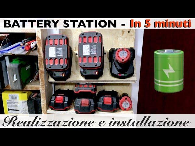 Battery Station Fai da te. Per batterie per utensili. Con mensola cariche/scariche. lidl. parkside