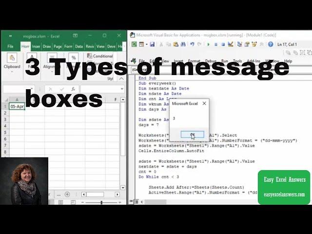 3 types of message boxes explained for VBA